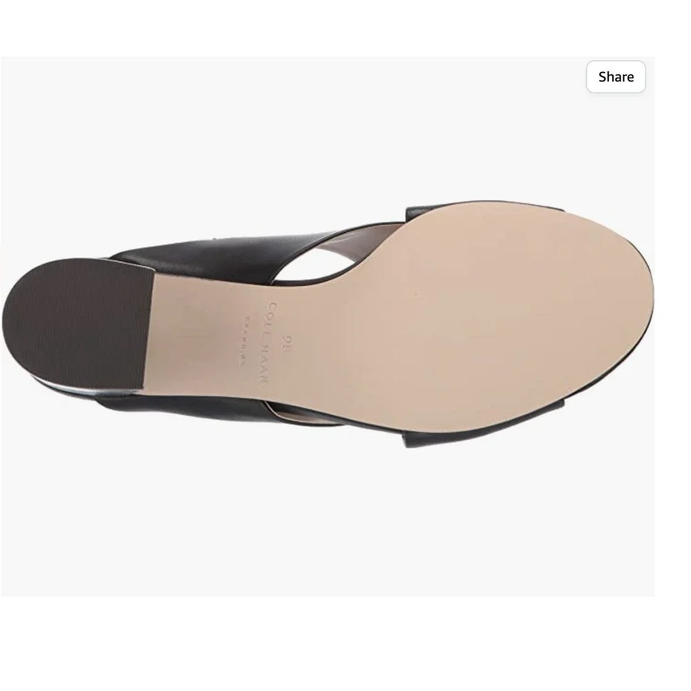 Cole Haan Women's Anastasia City Sandal 8.5 Black Heel Leather Tan